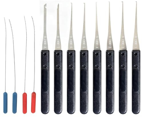 Broken Key Extractor Set, 12-Piece Lock Picking Kit with Key Extractor Tools, Professional Locksmith Tools for Broken Key Removal, 16x16x2 cm Compact Design