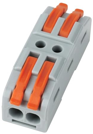 CILIA Morsetti Elettrici Passanti a Leva 2 Poli 50 Pezzi - Connettori Lineari per Cavi da Prolungare e Riparare, Morsetti di Giunzione Universali (0,08-4 mm²), Grigio/Arancione