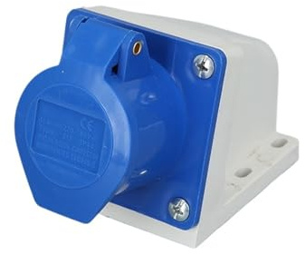 1PCS 32A 3Pin 2P+E IP44 Waterproof Industrial Electrical Connector Plug Socket for Outdoor Use(Dark Grey)