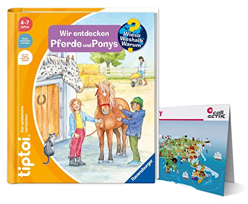 Ravensburger tiptoi Buch Band 13 | Die Welt der Pferde und Ponys + Kinder Weltkarte - Länder, Tiere, Kontinente