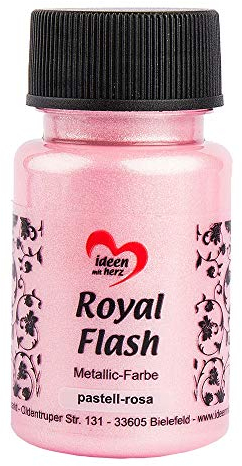 Ideen mit Herz pintura acrílica metalizada Royal Flash | con las partículas de brillo más finas | metálica | 50 ml (rosa pastel)
