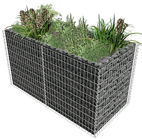 Festnight Jardinière Gabion en Acier Jardin Cage métallique réticulé Argenté 180 x 90 x 100 cm