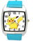 Quarzuhr für Pikachu-Fans, Leder, quadratisch, Blau