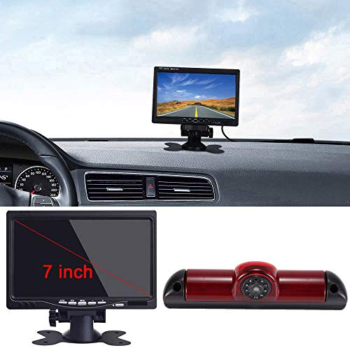 Kalakus Auto Techo Top Mount Luz de Freno Cámara Marcha Atrás para Fiat Ducato/Peugeot Boxer/Citroen Jumper/Dodge + 7zoll DVD Monitor Pantalla TFT de Camiones Coche Pantalla LCD