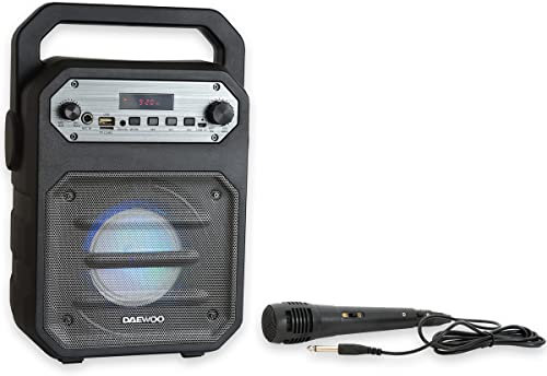Daewoo International Altavoz Karaoke Bluetooth DSK-345, Karaoke Portátil, Bluetooth Karaoke, Radio FM, Micro con Cable, Potencia de 15W