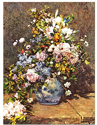 Kunstdruck Poster - Pierre-Auguste Renoir Stillleben mit großer Blumenvase 20x30 cm ca. A4 - Alte Meister Bild ohne Rahmen