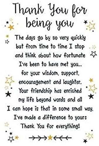 Piccadilly Greetings Karte mit Umschlag Thank You for Being You, 20,3 x 15,2 cm, Grau/Weiß/Schwarz/Silber