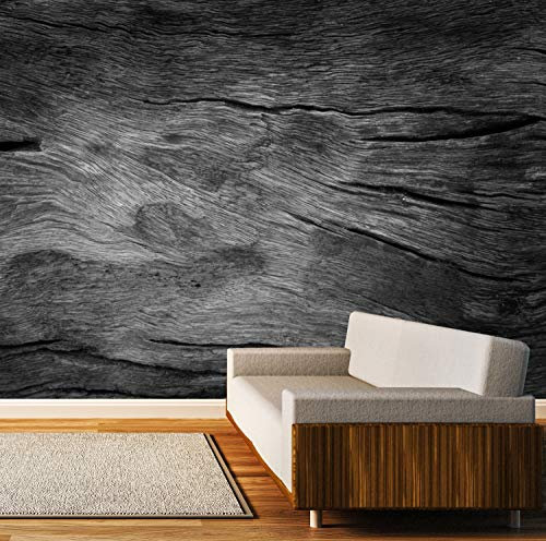 Vlies Tapete Poster XXL Fototapete Holz Maserung Natur Farbe schwarz weiß, Größe 160 x 120 cm