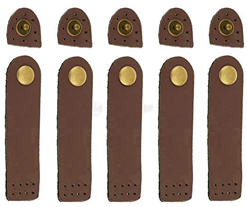 MoreChioce 5 Stück Taschenverschluss Lederriemen mit Druckknöpfe Magnetverschluss Knopf Magnetknöpfe für DIY Nähen Taschenzubehör,Hell Braun