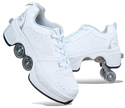 NOLLY Rollschuh Roller Skates Lauflernschuhe,Sneakers,2in1 Mehrzweckschuhe Schuhe Mit Rollen Skateboardschuhe,Inline-Skate,Verstellbare Quad-Rollschuh Stiefel Skateboardschuhe,41