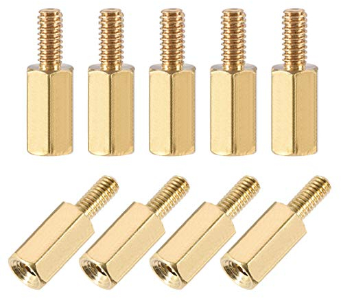 sourcing map 20 Stücke Sechskant Distanzstück männlich-weiblich Messing Spacer Abstandshalter M2,5x9mm+6mm für FPV PCB Motherboard