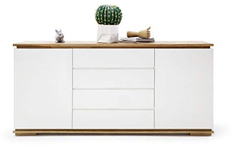 Möbel-Store24 Sideboard Schrank Asteiche-massiv matt lackiert geölt weiß Holz 172 cm Chiara M48450AW1