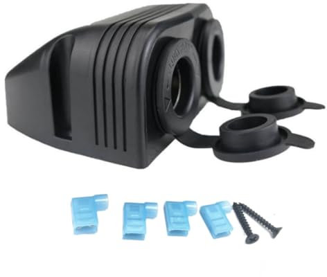 Akozon Oberflächenhalterung für Zigarettenanzünder, für Auto, Boot, Dual-Port, 12 V - 24 V, Motorrad, ZY, Schwarz