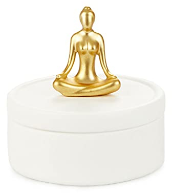 balvi Schmuckkästchen Yoga Farbe Weiß und Gold Schmuckkästen aus Keramik für Ihren Schmuck mit dekora