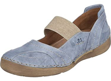 Josef Seibel Damen Riemchenballerinas Fergey 89,Weite G (Normal),Wechselfußbett,Ballet-Flats,flach,Ausgehschuhe,Blau (Jeans),39 EU