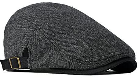besbomig Klassische Schiebermütze Herren Baskenmütze, Schirmmütze für Herren Damen Barett Flatcap Kopfbedeckung Newsboy Cap Schirmmützen Einstellbar 55-60cm Herbst Winter Tweed Kappe