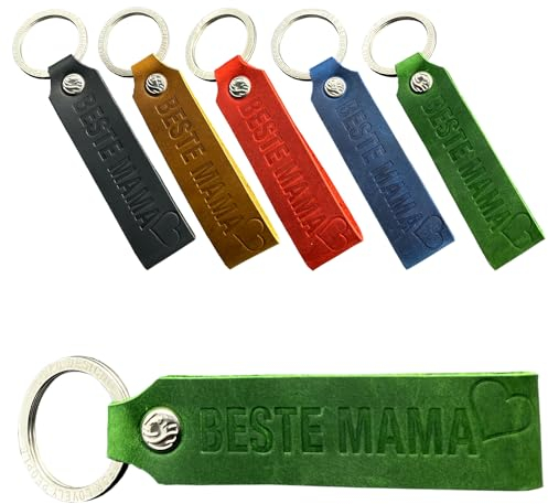 JOKO DESIGN Bester Papa - Beste Mama Leder Schlüsselanhänger Vatertag Muttertag Geschenkidee Mutter Vater Geschenk, grün