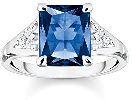 THOMAS SABO Silberring für Damen Blauer Stein TR2362-166-1-58 Ringgröße 58/18,5