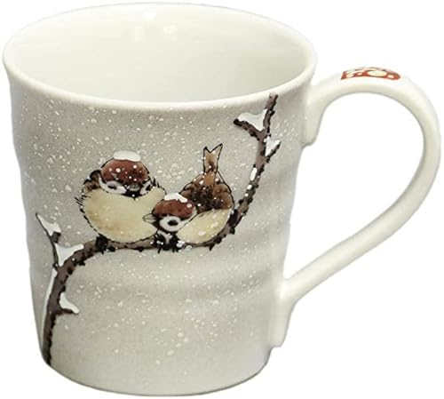 Japan Kutani NAKAMURA Toshito, Mug, Two Little Sparrows in the Snow