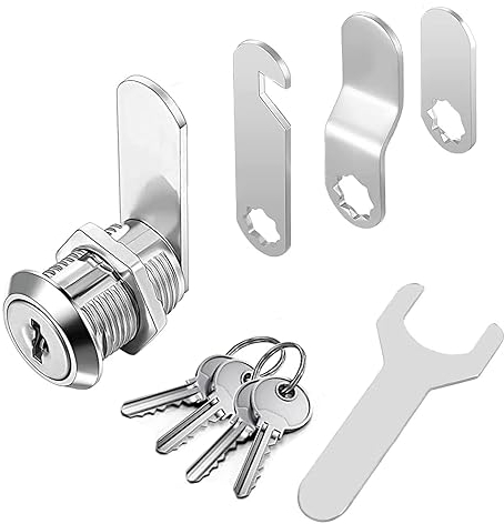 YOUTU® Briefkastenschloss 4 Schlüssel, Drawer Schrankschloss, Möbelschloss, Spindschloss, Hebelschloss, Aus Druckguss-Edelstahl, Kommt mit 4 verschiedene Schlossplatten (16mm)
