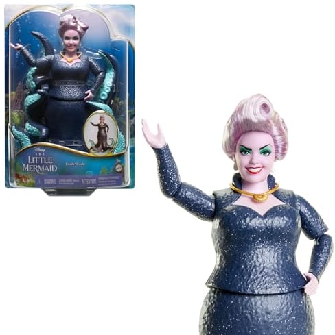 Mattel DISNEY Arielle, die Meerjungfrau - Ursula mit Tentakeln, abnehmbarer Halskette und lavendelfarbener Hochsteckfrisur für endlosen Frisierspaß, für Kinder ab 3 Jahren geeignet, HLX12