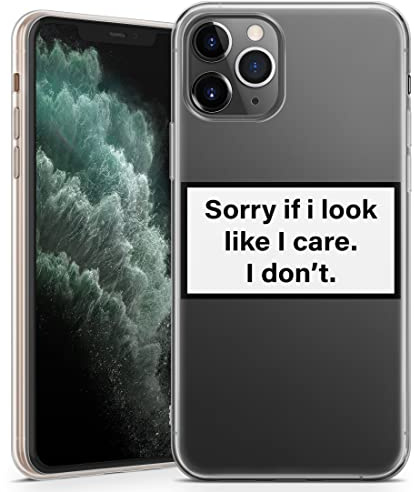 Phone Case for iPhone SE 2020 / SE 2022 - Clear Soft Gel TPU Cover Warning Signs Aesthetic Quote Your Own Text - I Don't Care