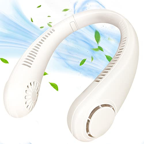 Portable Neck Fan, Bladeless Hands Free Mini USB Hanging Fan Rechargeable, 360° Cooling Neckband Fan 3 Speeds Battery Operated, Wearable Necklace Fan Personal for Sports, Travel, Outdoor, Home, Office