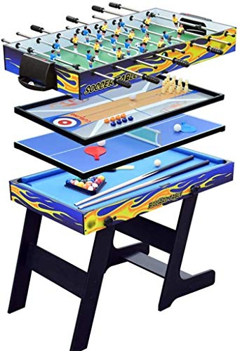 Multi-Function 4 in 1 Steady Combo Game Table, Black Eight Pool Table, air Puck Table Ice Hockey Table Multifunctional Household Four in one Pool Table (E)