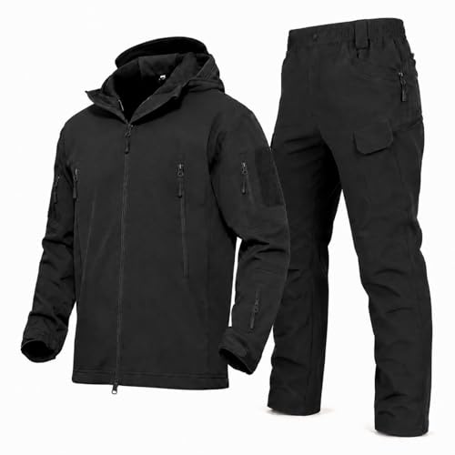 VBVARV Taktische Jacke Hose Set Herren, Wasserabweisend, Militär Anzug | Winddicht, Robust, Kapuze, für Airsoft, Paintball, Jagd, Wandern