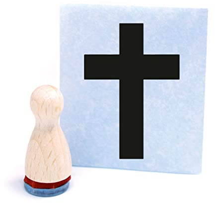 Ministempel Kreuz - kleiner Holzstempel mini Motivstempel Kegel Figur Ø12 mm