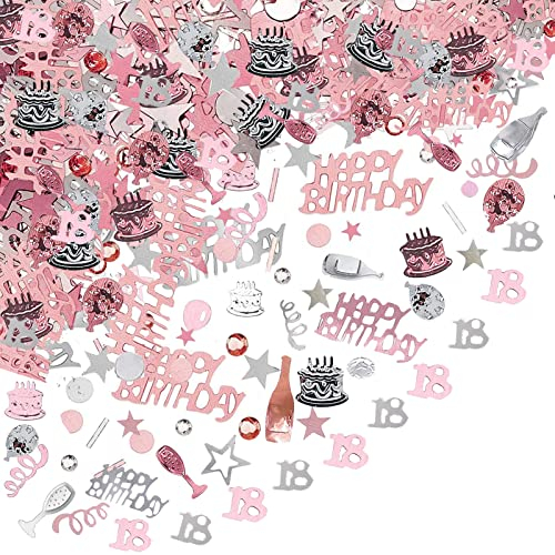 Confettis Anniversaire 18 Ans Probuk 20g Argent Rose Or Noir Décoration de Table avec Numéro,Paillettes Anniversaire Confetti Décorations à Dispersion pour Anniversaire Mariage FêTe DéCorations