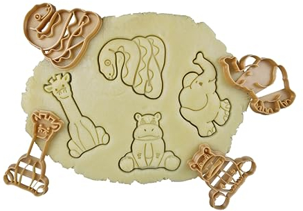 3DKOUPE - Emporte-pièces Animaux de la savane - Lot de 4 - Girafe, Serpent, Hippopotame, Éléphant - Couleur au choix - Conçu et fabriqué en Europe