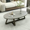 SORVA Couchtische Ovaler Couchtisch, kreativer Wohnzimmer-Mitteltisch, W/Z-Basis-Metallrahmen, Sintersteinplatte, großes Desktop-Wohnzimmer, Schlafzimmer, Büro, kleine Raumdekoration, 39 Zoll, sch