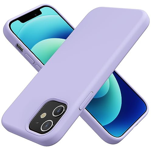 TAXXOE Silicone Case Compatible with iPhone 12 Case/12 pro case Soft Ultra Slim Protective Shockproof Liquid Silicone Phone Case,Anti-Scratch Microfiber Lining, 6.1 Lilac
