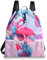 LParkin Sac de sport avec cordon de serrage avec poignée, sac à dos de plage imperméable pour enfants avec séparation sec-humide, Flamant rose