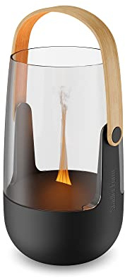 Stadler Form Aroma Diffuser & Lantern Sophie, for Indoors and Outdoors, diffuses Essential Oils of Your Choice, Illuminated with Flame Effect, Battery-Operated up to 11 h, Black with Bamboo Handle