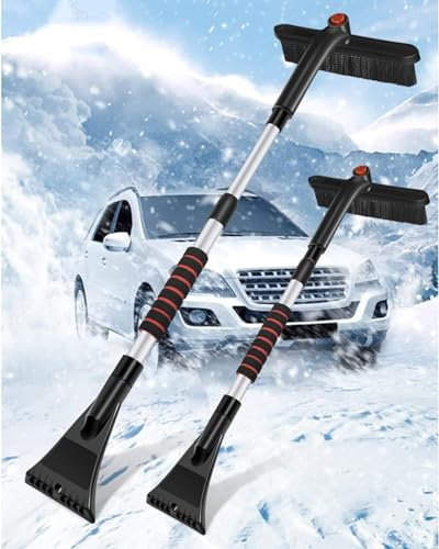 DEMCAY Cepillo de Nieve for Parabrisas con cerdas de Nailon Suave, Cepillo de Nieve Extensible de 34 Pulgadas, rascador de Hielo Desmontable for Coche, Pala quitanieves, quitanieves (Color : 2pcs)
