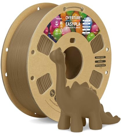 OVERTURE Easy PLA 1.75 mm 3D Druckerfilament, 1kg (2.2 lbs), Verstärkt Zähigkeit PLA, Maßgenauigkeit +/- 0,02 mm (Easy Karamell)