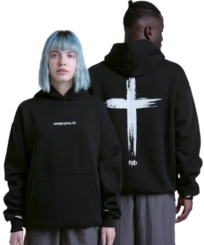 Remember You Will Die Kreuz Hoodie Herren & Damen mit Backprint - Oversize Fit - Unisex Streetwear mit Heavy Qualität 370 GSM - Bio Baumwolle - Kapuzensweatshirt - Größe XXL