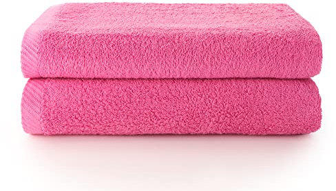Top Towel - Plus - Lot de 2 Grandes Serviettes de Bain - Grandes Serviettes de Douche - Serviette de Bain de 100 x 150 cm - Fraise
