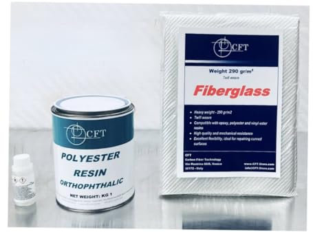Kit vitrorésine | résine polyester : 0,5 kg + tissu en fibre de verre TWILL 290 g/m² : MQ 1