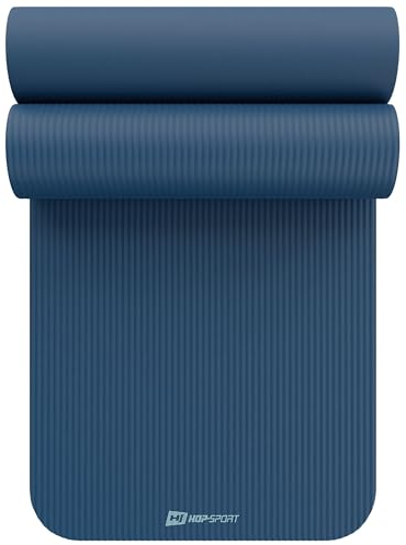 Hop-Sport Gymnastikmatte 190 x 60 cm x 1,5 cm, Sportmatte - gelenkschonend & rutschfest, Fitnessmatte aus NBR-Schaumstoff + Tragegurt- OCEAN BLUE