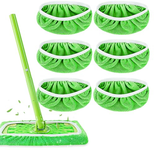 Mop Tuch, Tücher Wiederverwendbare 6 Stück Sweeper Mop, Bodentücher Tücher Mikrofaser Set, Nachfüllpacks für Nass- und Trockengebrauch die Reinigung von Hartböden Holzböden