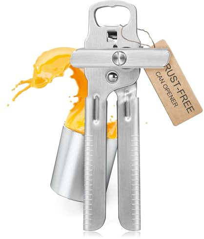 Sopito abrelatas manual de acero inoxidable, abrelatas profesional 2 en 1 para un fácil manejo, agarre cómodo, hoja afilada y borde de corte liso