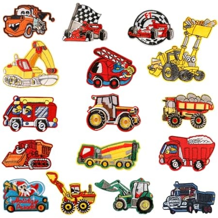 GUOYOU 16PCS Iron on Patches, Car Iron on Patches for Clothing Kids, Embroidered Cloth Sew on Patch Repair, Embroidery Patches for Jackets Clothes DIY Accessories Backpacks Jeans
