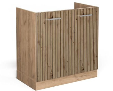 Vicco Spülenunterschrank R-Line, Artisan-Eiche/Goldkraft Eiche, 80 cm ohne Arbeitsplatte