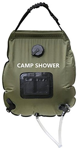 20L Folding Water Shower Bag Outdoor Camping Hiking Self Driving Tour Solar Heating with Thermometer
