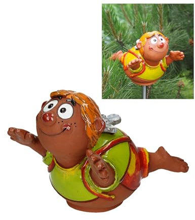 Midene Keramik-Gartendekoration – Carlson Rasenstecker – Outdoor-Statue – perfekte, einzigartige Geschenke für Gärtner, Frauen, Männer, Hofgeschenke – handgefertigt, frostsicher