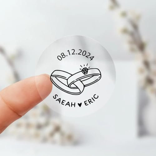 Runde Transparente Aufkleber für Hochzeit, Party, Gastgeschenk, Einladungen, Dankeskarte, Umschlag, Gläser, Tassen, Flaschen - Personalisierte Etiketten, 5 cm, 100 Stück
