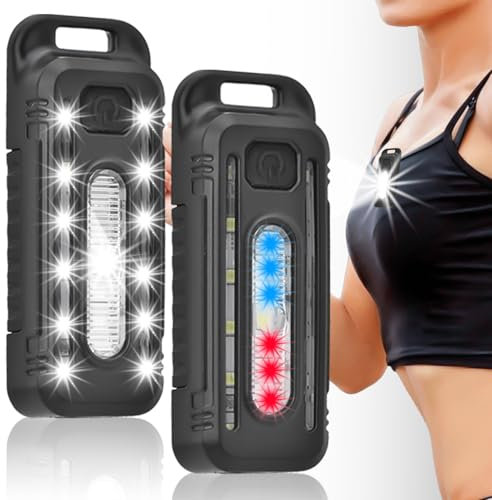 2 Stück LED Clip Lampe, 5 Lichtmodi Lauflicht Klein Stirnlampe, Stirnlampe USB Lampe Wiederaufladbar, Blinklicht mit Rotlicht Leuchteffekte, Clip-Licht LED für Joggen, Angeln, Campen, Wandern, Laufen